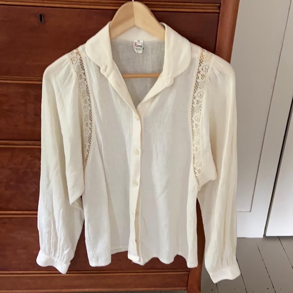 Vintage Ivory Dolman Sleeve Blouse size 38